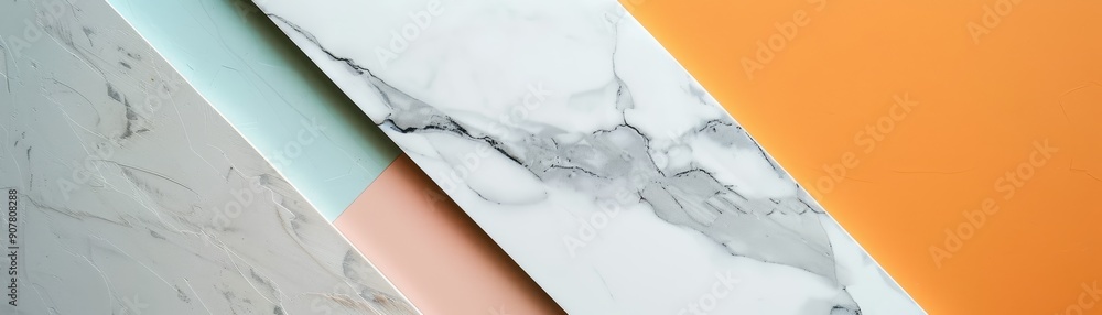 Poster abstract geometric background with marble and vibrant colors in diagonal lines. modern art design fo