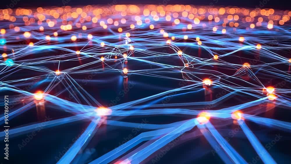 Aufkleber abstract representation of a network of glowing lines and nodes, symbolizing connection, technology,