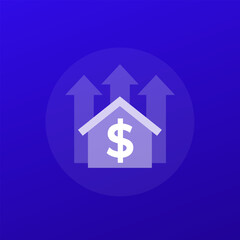 house prices growth icon, transparent design