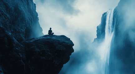 Nature's cathedral: A sacred space where the mind finds refuge, surrounded by the awe-inspiring beauty of a cascading waterfall.