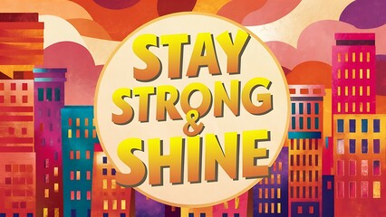Stay Strong & Shine colorful background and text (T-shirt Design Motivational Quote, Illustration ,Typography)