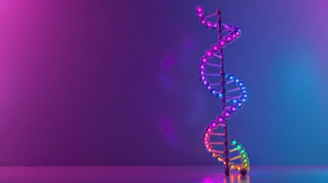 A double helix DNA molecule made of vibrant neon colors - Powered by Adobe