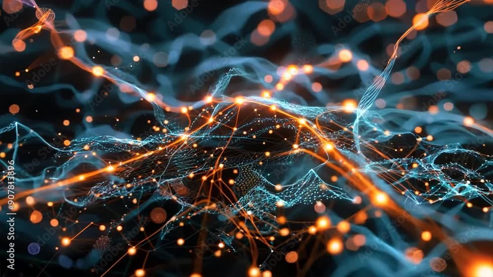 Poster detailed view of a neural network diagram on a digital screen