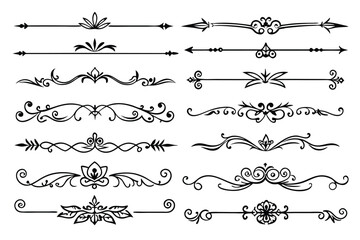 Fototapeta premium Set of Ornamental Floral Design Elements with Arrows