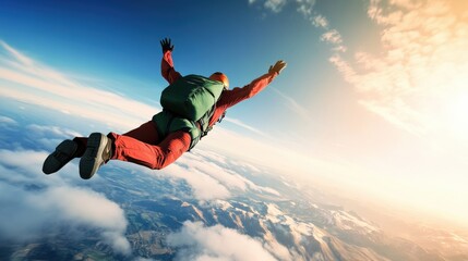 A man in a jumpsuit is flying through the air