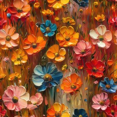 Abstract impressionist floral seamless pattern 