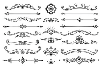 Set of Hand-Drawn Ornate Design Elements