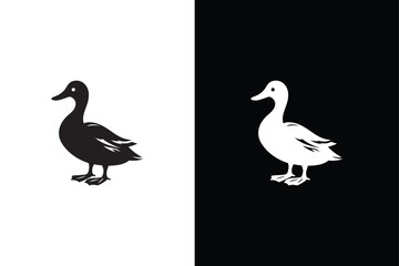 Duck icon silhouette vector illustration. Simple duck icon design template vector black white background.