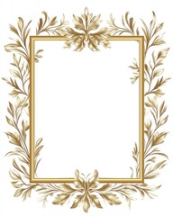gold border frame vector on white background, simple design, flat shape, square shape