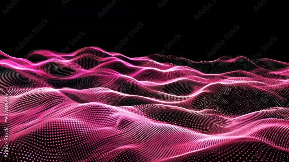 Aufkleber futuristic abstract waveform with glowing particles and dynamic lights