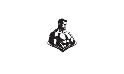 Muscle logo design black simple flat icon on white background