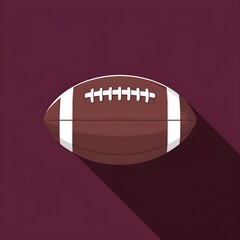 Striking Minimalist 2D Illustration of a Football with a Maroon Background, Highlighting the Beauty of the Ball's Structure and Form in a Front View Design