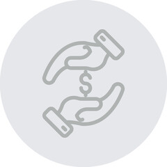 Hand Giving Vector Line Grey Circle Grey