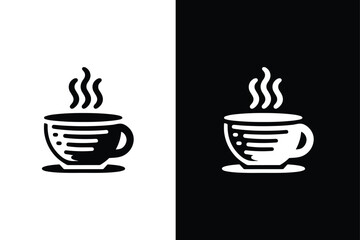 Coffee cup vector icon. Cup of coffee tea symbol collection. Vector Illustration black white