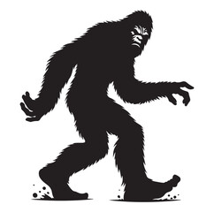 Bigfoot silhouette vector art.