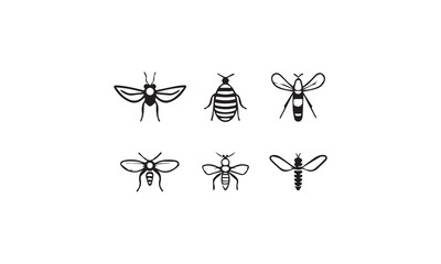 insect logo design black simple line art on white background