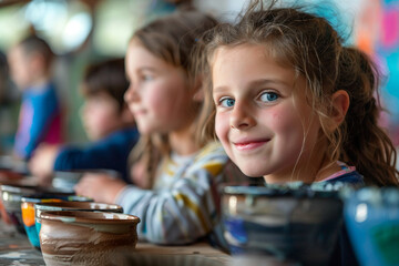 Photo of a creative workshop scene with a person engaged in pottery making ai generative