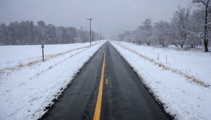 Snow Covered Highway in Winter