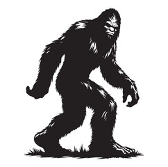 Bigfoot silhouette vector art.