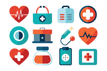 A Collection of Flat Medical and Healthcare Icons