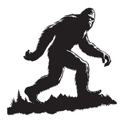Bigfoot silhouette vector art.
