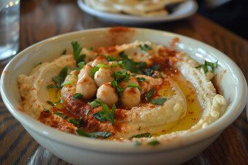 hummus with chickpeas and olive oil