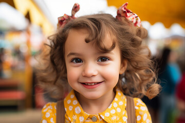 Fototapeta premium Family time children kids youth people friends spending time at season fairground amusement park, Generative AI