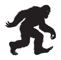 Bigfoot silhouette vector art.