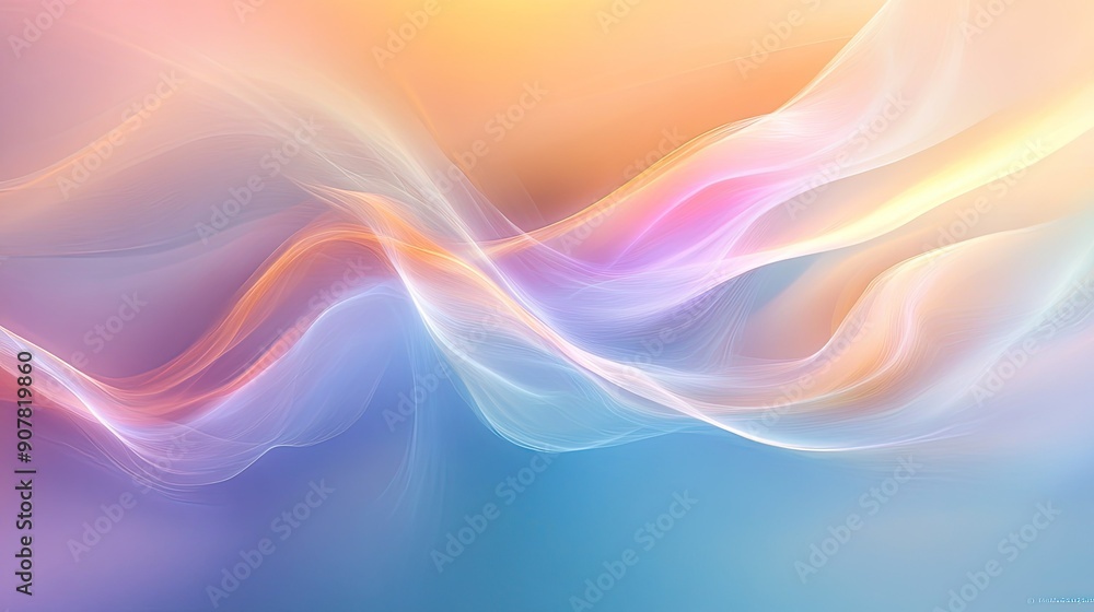 Poster abstract background with soft pastel colors and flowing lines, creating a gentle and soothing visual