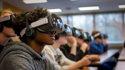 Students are using VR headsets in class
