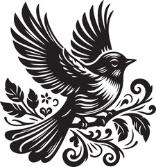 Fototapeta premium Robin silhouette vector illustration EPS file