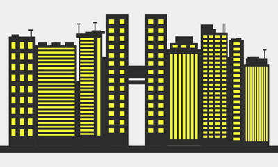 Modern city silhouette skyscrapers and buildings logo vector