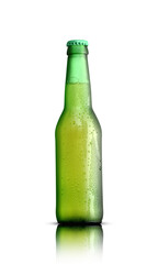 small glass bottle with beer