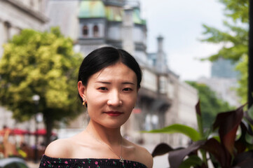 A chinese woman in old montreal canada