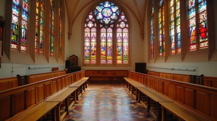 Stained Glass Interior of a Church