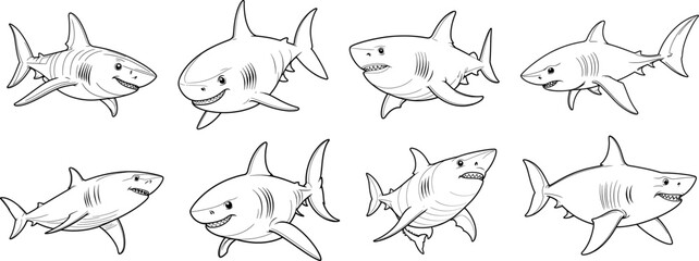 fish hand drawing coloring page and outline clipart vector design