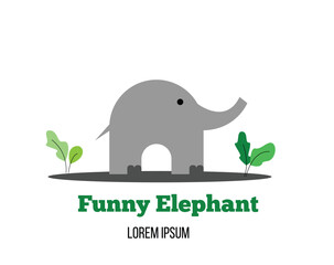 Cute Elephant Illustration. A funny geometric figure of an animal