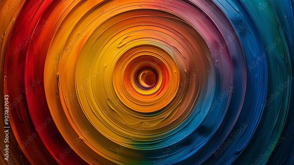 Wall mural concentric circles radiating outward with vibrant color gradients