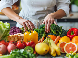 Preparing Fresh Seasonal Produce on a Kitchen Counter for Healthy Meal Preparation