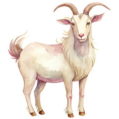 goat in watercolor. hand drawn illustration. for design, print, fabric, background or wall art.
