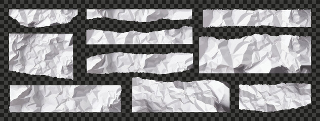 Trendy set of crumpled, torn paper for design, collages, postcards, posters. Vector illustration.eps