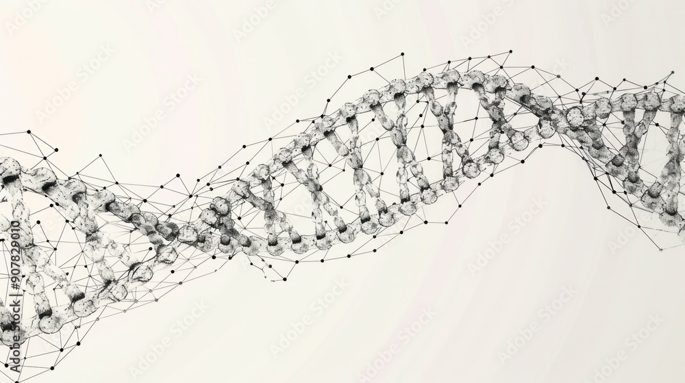 Poster a minimalist line drawing of dna and histone proteins, emphasizing their elegant simplicity and unde