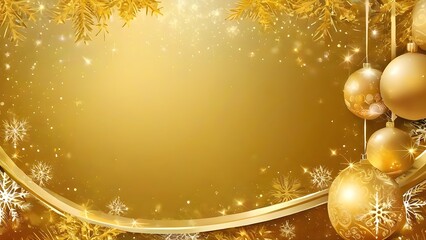 Golden Christmas Ornaments Background - Elegant Holiday Design with Luxurious Decorations