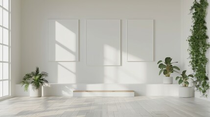 Fototapeta premium The elegance in Simplicity Minimalist Studio is set against a beautiful floral backdrop