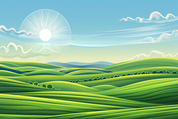 Fototapeta premium Summer Sunlit Rolling Hills