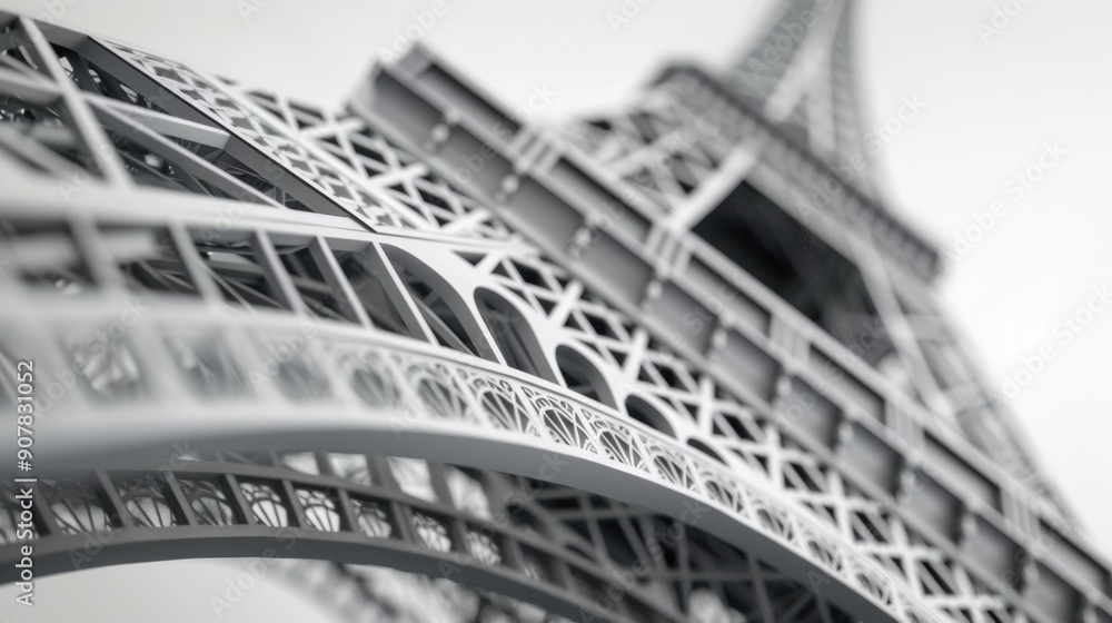 Aufkleber a photorealistic close-up of the eiffel tower's intricate latticework