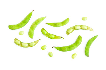 Green soybeans isolated on white background, Edamame beans 