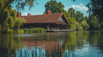 Obraz premium Lakeside Restaurant with a View.