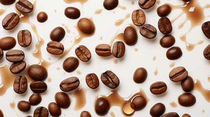 Obraz premium Coffee Beans with Water Resins, Abstract Image, Texture, Pattern Background, Wallpaper, Cover and Screen of Smartphone, Cell Phone, Computer, Laptop, 9:16 and 16:9 Format
