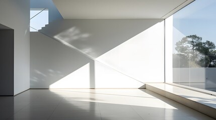 Obraz premium Bright and spacious room with large windows and modern decor.